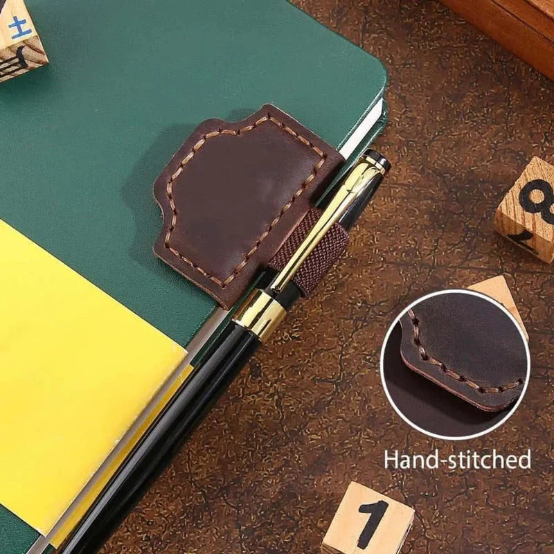 Magnetic Leather Pen Holder Bookmark