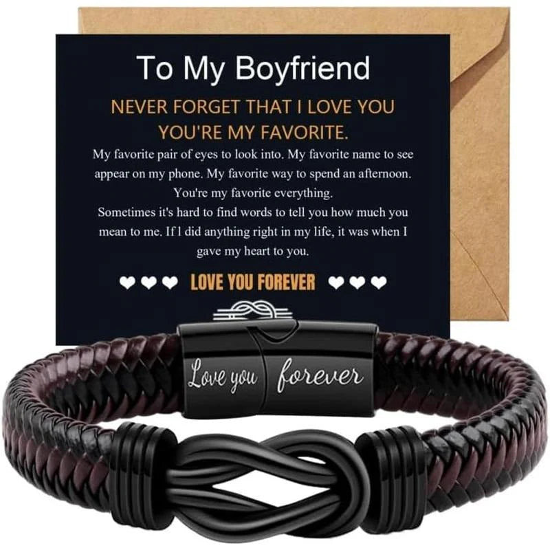 Message Leather Bracelet for Him