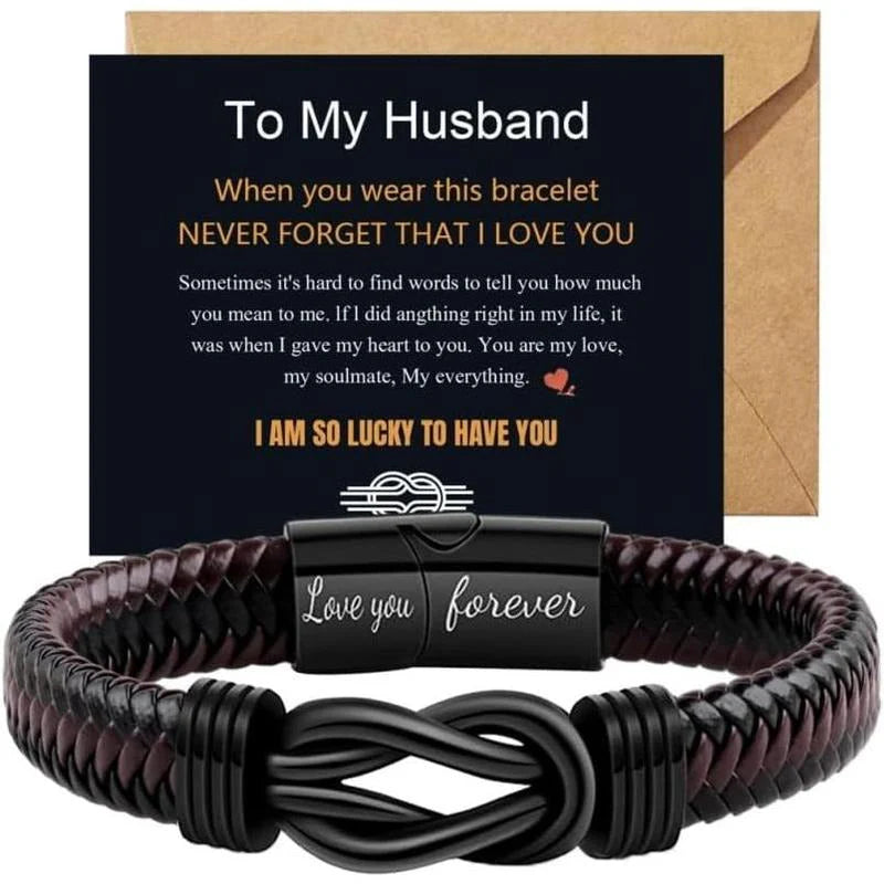 Message Leather Bracelet for Him