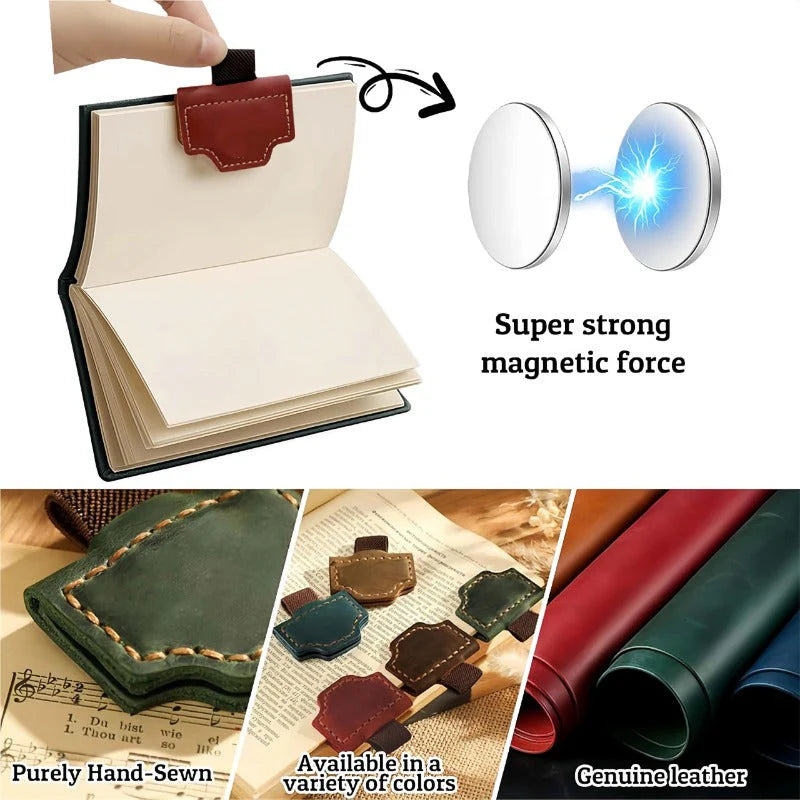 Magnetic Leather Pen Holder Bookmark