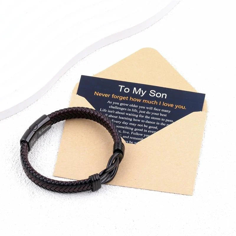 Message Leather Bracelet for Him