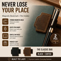 Magnetic Leather Pen Holder Bookmark