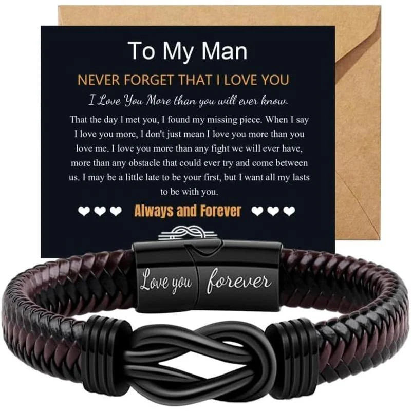 Message Leather Bracelet for Him
